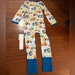 NWT birdie bean tractor farm pajamas 3T